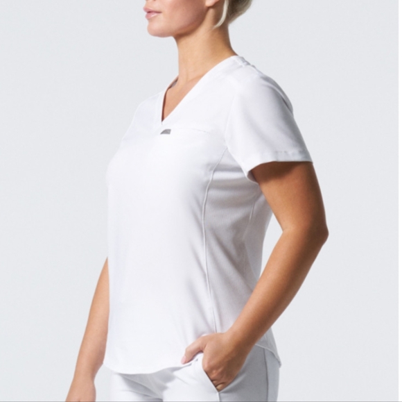 Landau Tops - 🩺 Landau Forward White Scrub Top